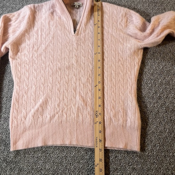 Peter Millar Cashmere 1/4 Zip Cable Knit Sweater Pink Women's M Runs Small - Picture 10 of 10